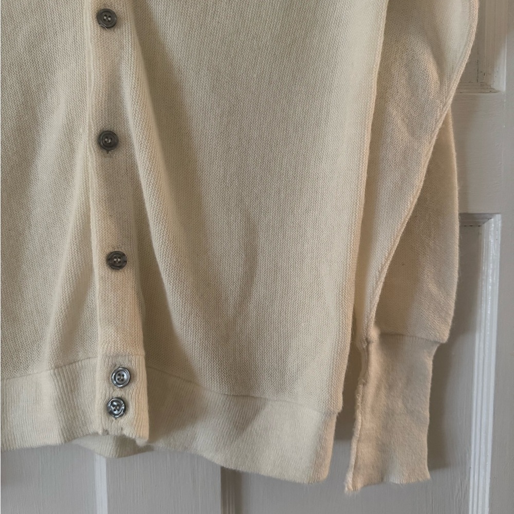 IZOD LACOSTE Vintage 70s/80s Cream/Off-White Preppy Knit Cardigan Men’s Large - Picture 3 of 7
